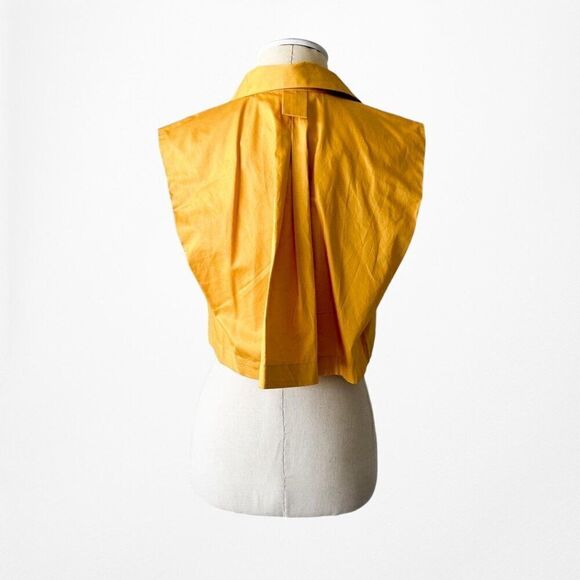Zara Yellow Sleeveless Button Down Cropped Shirt Top Size XS/S - Picture 5 of 6